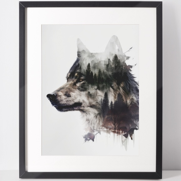 Other - Wolf Animal Portrait Wall Art Illustration Print Poster Card Unframed